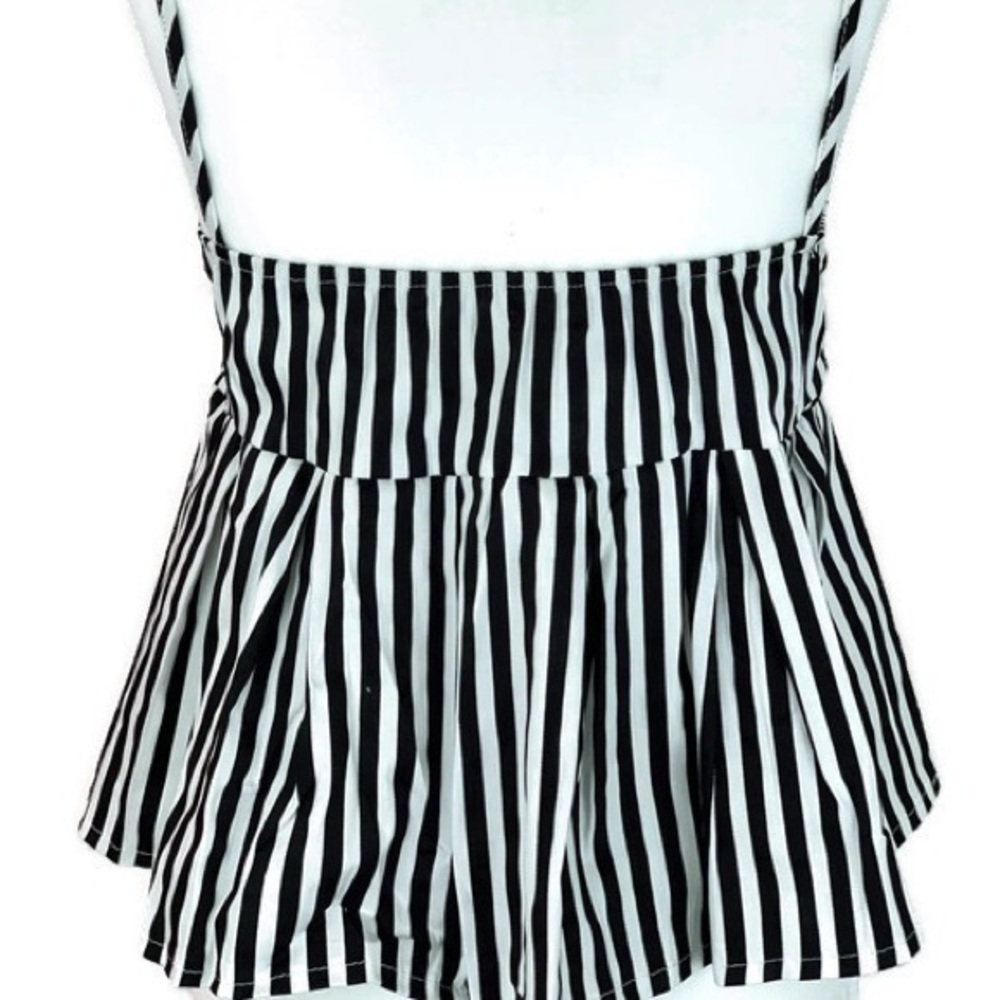 Striped Black + White Babydoll Cami Top - Picture 4 of 8